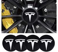 HEYCE 4 x 56 mm Logo Wheel Center Cover Badge Logo Autocollants Convient pour Tesla Model 3 X Y S, 3D Wheel Center Hub Caps Car Logo Stickers,A