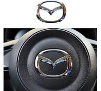 HEYCE Autocollant de Décoration de Couverture de Volant de Voiture pour Mazda 3 6 CX-3 CX-5 CX-9, Autocollant de Cadre de Logo D'emblème, Accessoires de Modification de Style Intérieur,Silver