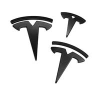 HEYCE Autocollants et Décalcomanies de Voiture en Métal 3D Emblem Badge T Logo Fit Tesla, Noir,Model 3