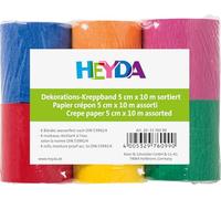 Heyda 203376099 Lot de 6 rouleaux de papier crépon 32 g/m² 5 cm x 10 m (Plusieurs coloris) (Import Allemagne)