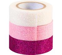 Heyda 203584375 Glitter Tapes chaque rouleau 3 m x 15 mm rose, rose, blanc