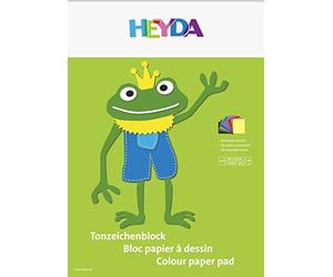 Heyda 2047123 Tonzeichenblock - Bloc papier à dessin (A3, 130 g / m², 10 feuilles) 10 couleurs assorties