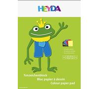 Heyda 2047125 Tonzeichenblock - Bloc papier à dessin (A4, 130 g / m², 10 feuilles) - 10 couleurs assorties