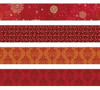HEYDA 204875523 Jeu de Bandes Pliantes pour étoiles Froebel 1 x 30 cm et 1,5 x 45 cm, 4 Motifs Assortis en Deux Tailles différentes, Rouge