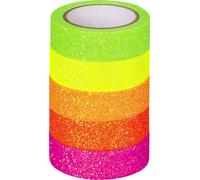 HEYDA ruban adhésif décoratif "néon arc-en-ciel" glitter 5 rouleaux à 5 mètres