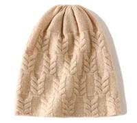 HEYDHSDC Bonnet tricoté 100 % cachemire pour femme - Chaud et doux, beige, Taille unique