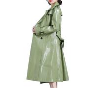 HEYDHSDC Trench-Coat en Cuir À Motif Réfléchissant Brillant Imperméable À l'eau Longue d'automne pour Les Femmes Ceinture EN8 L