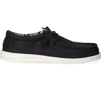 HEYDUDE Wally Canvas - Chaussures pour Hommes - Baskets avec Semelles Confortables - Style Mocassin, Black/White, 43