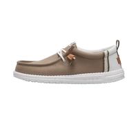 HEYDUDE Wally Craft Linen MocassinHomme | Pompons en cuir, lacets élastiques, semelle intérieure amovible en mousse à mémoire de forme, dessus en textile respirant
