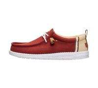 HEYDUDE Wally Craft Linen MocassinHomme | Pompons en cuir, lacets élastiques, semelle intérieure amovible en mousse à mémoire de forme, dessus en textile respirant