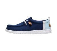 HEYDUDE Wally Craft Linen MocassinHomme | Pompons en cuir, lacets élastiques, semelle intérieure amovible en mousse à mémoire de forme, dessus en textile respirant