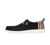 HEYDUDE Wally Craft Mocassins à enfiler en lin pour homme | Chaussures légères et confortables | Baskets de marche décontractées prêtes pour le voyage, Noir/noyer, 41 EU
