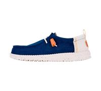 HEYDUDE Wally Craft Mocassins à Enfiler en Lin pour Homme | Chaussures légères et Confortables | Baskets de Marche décontractées prêtes pour Le Voyage, Bleu sargasse/Blanc, 41 EU