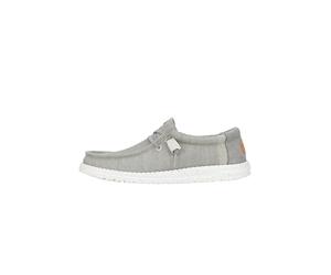 HEYDUDE Wally Elevated Basics - Chaussures pour Hommes - Baskets avec Semelles Confortables - Style Mocassin, Grey/White, 43