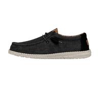 HEYDUDE Wally Washed Canvas - Chaussures pour Hommes - Baskets avec Semelles Confortables - Style Mocassin, Black/Black, 42