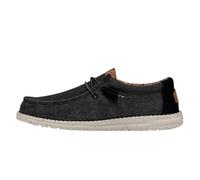 HEYDUDE Wally Washed Canvas - Chaussures pour Hommes - Baskets avec Semelles Confortables - Style Mocassin, Black/Black, 42