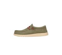 HEYDUDE Wally Waxed Canvas - Chaussures pour Hommes - Baskets avec Semelles Confortables - Style Mocassin, Olive, 41