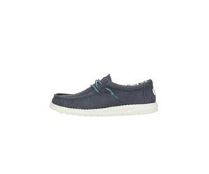 HEYDUDE Wally Waxed Canvas - Chaussures pour Hommes - Baskets avec Semelles Confortables - Style Mocassin, Navy, 43