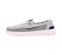 HEYDUDE - Welsh Grip Classic Mesh - Chaussures pour Hommes - Baskets avec Semelles Confortables - Style Mocassin, Storm Gray/Navy Blazer, 46