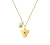 HEYEJET Collier avec ange gardien et initiale en or - Idées d'anniversaire, de fête des mères, de Noël - Pour femme et fille - Collier ange gardien, One Size, Métal, Non applicable