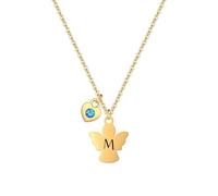 HEYEJET Collier avec ange gardien et initiale en or - Idées d'anniversaire, de fête des mères, de Noël - Pour femme et fille - Collier ange gardien, One Size, Métal, Non applicable