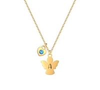 HEYEJET Collier avec ange gardien et initiale en or - Idées d'anniversaire, de fête des mères, de Noël - Pour femme et fille - Collier ange gardien, One Size, Métal, Non applicable