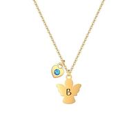 HEYEJET Collier avec ange gardien et nom initiale en or, idées d'anniversaire, fête des mères, Noël, cadeaux pour femme, fille, meilleure amie, collier ange gardien