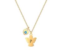 HEYEJET Collier avec ange gardien et nom initiale en or, idées d'anniversaire, fête des mères, Noël, cadeaux pour femme, fille, meilleure amie, collier ange gardien