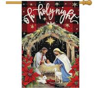 Heyfibro Nativité Christ O Holy Night Drapeau de jardin double face Jésus religieux Rouge Buffalo Pla