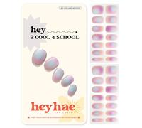 Heyhae Hey, 2 Cool 4 School Lot de 28 bandelettes de gel semi-durcies - Pas besoin de lampe LED - Aura, violet - Facile à appliquer et à enlever, qualité professionnelle - Comprend 28 bandes, 1 tampon