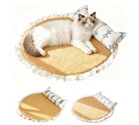 Heyhaho Cooling Mat Cat Self-Cooling 55 cm Summer Rattan Cat Bed，Blue