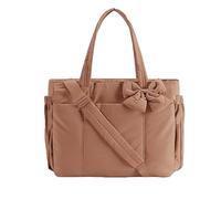 Heyhaho Luvy Bag, Light Weight Crush Bow Tote Bags for Daily Use Work Travel, Lightweight Large Purses for Women (Marron)