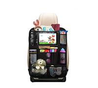 Heyham 1Pcs Protège Siège Voiture, Imperméable Organisateurs de Voiture Kick Mats, Protection de Siege Voiture Organisateur Siège Arrière de Voiture avec Transparent iPad Holder pour Enfants