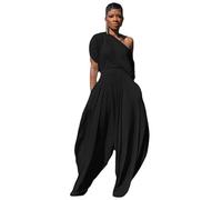 heyheyshine Hip Hop Ensemble 2 pièces pour femme avec t-shirt et pantalon Haren ample, noir, Small