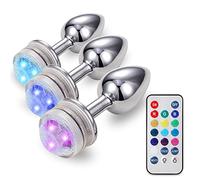 HeYie Plug Anal LED en Acier Inoxydable 13 Couleurs, Lampe colorée, Plug Anal en métal, luminosité réglable, entraîneur Anal avec télécommande, Plug Anal étanche for Femme, Accessoires de Cosplay (Si