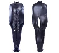 HeYie Sac de couchage de bondage en cuir, sac de sauna, corps de bondage, hanche, fermeture éclair, camisole de force, sacs de bras, vêtements érotiques, menottes, contraintes, lingerie sexuelle, sac