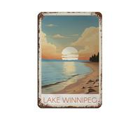 HEYKYY Poster de voyage vintage en métal sur le lac Winnipeg - Décoration murale - 20 x 30 cm