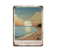 HEYKYY Poster de voyage vintage en métal sur le lac Winnipeg - Décoration murale - 30 x 40 cm