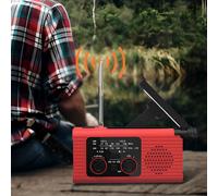 HEYLAD Radio portable solaire et à manivelle AM/FM - 4000mAh, rouge