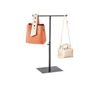 HEYLEAYAR Présentoir de sac à main en forme de T réglable en hauteur - En acier inoxydable - Pour bijoux/écharpe/sac à main - Noir mat