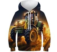 HEYLInUP Tractor Truck Unisexes Vêtements Enfants Ado Fille Garçons Imprimé en 3D Vivid Graphique Farming Vehicles À Capuche Printemps Automne Longue avec Poches pour 6-15 Ans 12-14Y