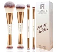 HEYMKGO Lot de 4 pinceaux à fond de teint double extrémité 2 en 1 Kabuki pour maquillage professionnel fond de teint contour poudre blush anti-cernes fard à paupières pour liquide poudre estompage