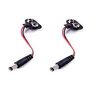HeyNana Lot de 2 câbles avec clip pour pile 9 V et prise DC 2,1 x 5,5 mm