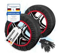 HEYNER® Chaînes à neige en tissu, lot de 2 pour roues de 14 à 21 pouces, gants inclus