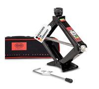 HEYNER® Cric à Ciseaux 2,0t - Selle Ronde + Patin en Caoutchouc Interchangeable + avec manivelle I TÜV & GS I Cric à manivelle pour Voitures SUV Petits camions Noir