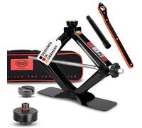 HEYNER® Kit de cric à Ciseaux 2 t, pour Tesla, Hauteur de Levage 125-470 mm | Avec coussinet en caoutchouc compatible avec divers modèles Tesla, cliquet, bouton rotatif et sac, grand pied stable