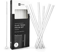 HEYNNA® 6 pailles en verre borosilicate avec brosse de nettoyage - pailles réutilisables durables et sans plastique - longueur 20cm et diamètre 8mm - testées selon les normes LFGB
