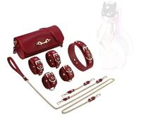 Heyokoy Bracelet en cuir rouge foncé et chaîne métallique, conçu pour être porté près du corps, doux au toucher et sans irritation.