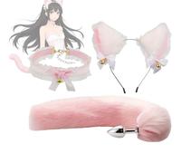 Heyokoy Ensemble cosplay rose doux et mignon pour petite amie féline avec bandeau à oreilles de chat et collier à nœud