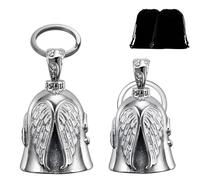HEYOMI 2 Pièces Clochette Moto Guardian Bell, Porte-clés Moto Porte-bonheur, Ange Gardien Avec Anneau Suspendu, Angel Biker Guardian Gremlin Bell, Ange gardien pour voitures électriques, Vélos, etc
